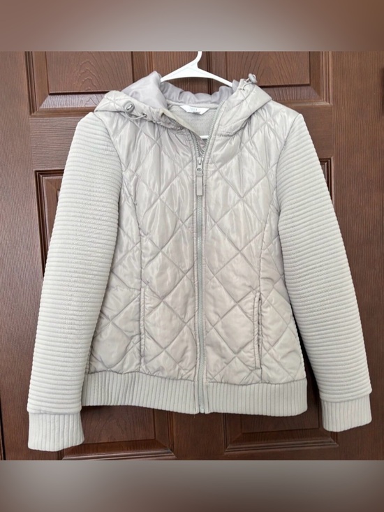 Time and Tru Jackets & Blazers - NWT Lt Gray Time and Tru Missy Quilted  Ottoman Hooded Jacket for Women M 8-10